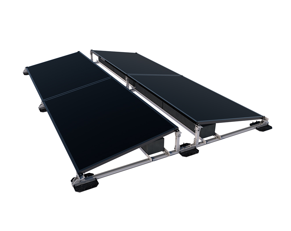 Unterkonstruktion für Minikraftwerke, vier Solarmodule